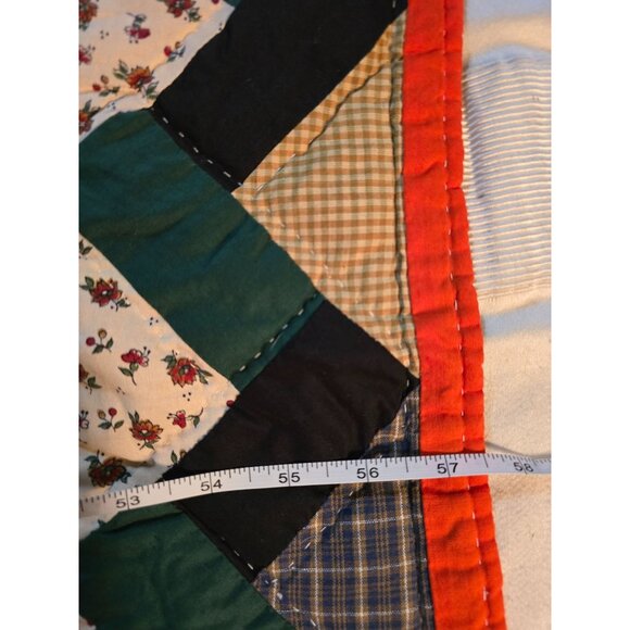 Vintage Handmade Halloween Quilt Throw Blanket Scarecrow Pumpkin Fall Farmhouse - Picture 10 of 13